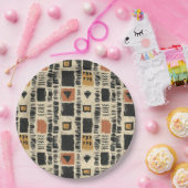 Rustic Mudcloth Geometric Pattern (3) Papieren Bordje (Feest)