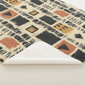 Rustic Mudcloth Geometric Pattern (3) Sherpa Deken (3/4)