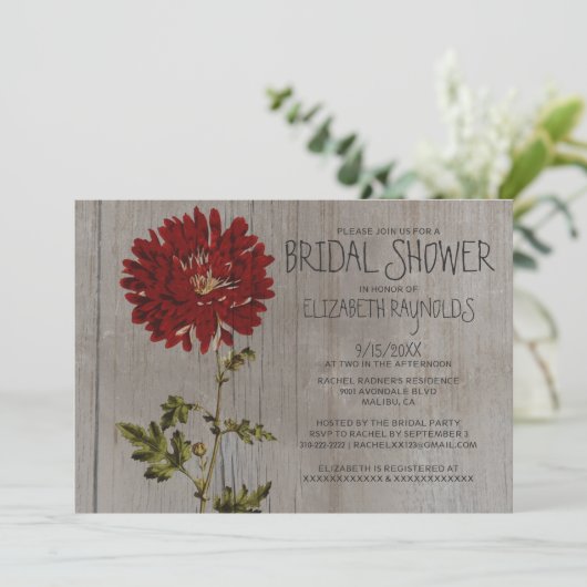 Rustic Mums Bridal Shower Invitations Kaart (Staand voorkant)