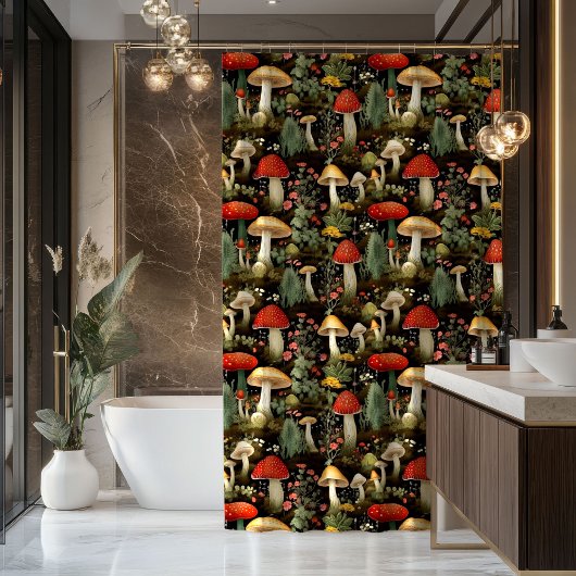 Rustic Mushroom Curtain Nature’s Whimsy in Style Douchegordijn