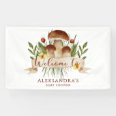 Rustic Mushroom Fall Baby Shower Welcome Sign Spandoek (Horizontaal)