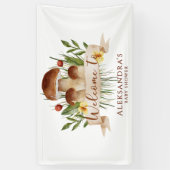 Rustic Mushroom Fall Baby Shower Welcome Sign Spandoek (Verticaal)