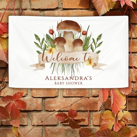 Rustic Mushroom Fall Baby Shower Welcome Sign Spandoek