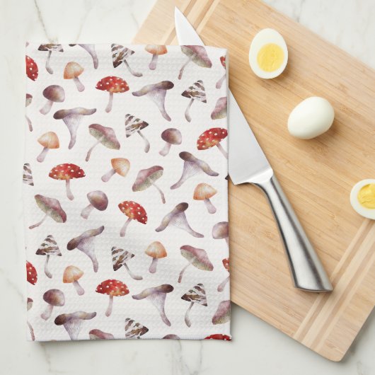 Rustic Mushroom Fungi Pattern Kitchen Towels Theedoek (Quarter Fold)