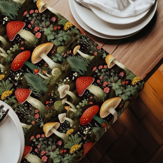 Rustic Mushroom Table Runner Custom Nature Look Lange Tafelloper