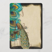 Rustic Musical Peacock Birdcage Romantic Feather Menu (Achterkant)