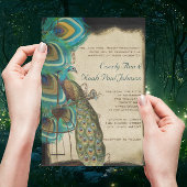 Rustic Musical Peacock Birdcage Wedding Invitation Kaart