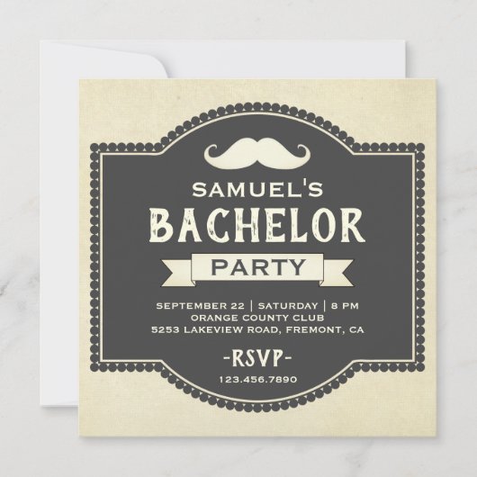 Rustic Mustache Bachelor Party Uitnodiging (Voorkant)