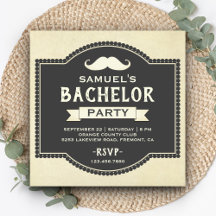  Rustic Mustache Bachelor Party Uitnodiging