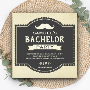 Rustic Mustache Bachelor Party Uitnodiging