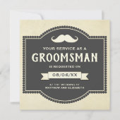  Rustic Mustache Groomsman Verzoek Kaart (Voorkant)