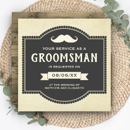  Rustic Mustache Groomsman Verzoek Kaart