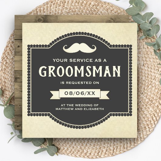  Rustic Mustache Groomsman Verzoek Kaart