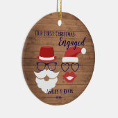 Rustic Mustache Lips grappig, eerste kerstmis Keramisch Ornament (Rechts)