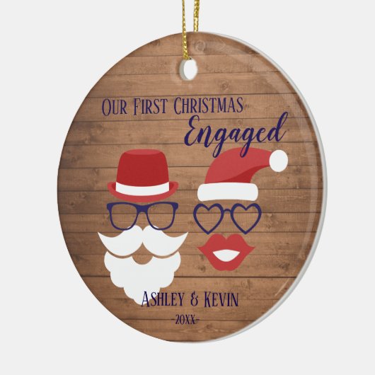Rustic Mustache Lips grappig, eerste kerstmis Keramisch Ornament (Links)