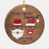Rustic Mustache Lips grappig, eerste kerstmis Keramisch Ornament (Achterkant)