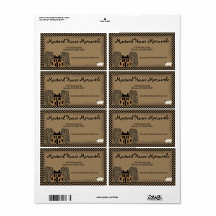 Rustic Mustard Saltbox House Editable Shipping Etiket
