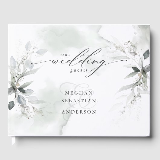 Rustic Muted Green Foliage Guest Book Gastenboek (Voorkant)