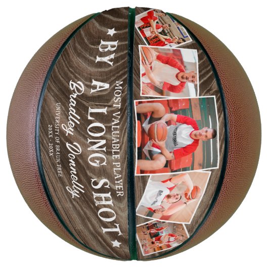 Rustic MVP Photo Collage Keespake Basketbal (Verticaal)