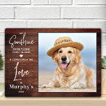 Rustic My Sunshine Personaliseert het Hondenliefhe Fotoplaat<br><div class="desc">Viel je beste vriend met een aangepast hondplaatje in een bijtend houten design. Citaat: "Mijn zon komt niet uit de lucht, maar uit de liefde in ... . Naam hond ... Eye's passen zich aan met de foto's en namen van uw favoriete huisdier. COPYRIGHT © 2020 Judy Burrows, Black Dog...</div>