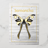 Rustic Mystical Celestial Gold en Silver Moth Folie Uitnodiging (Voorkant)