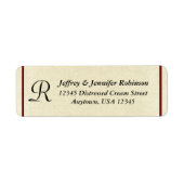 Rustic Naam en retouradres van crème-monogram Etiket (Voorkant)