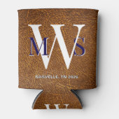 Rustic namaak leer aangepaste monogram Nashville Blikjeskoeler (Voorkant)