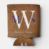 Rustic namaak leer aangepaste monogram Nashville Blikjeskoeler (Achterkant)