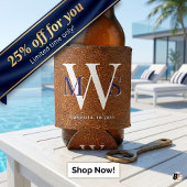 Rustic namaak leer aangepaste monogram Nashville Blikjeskoeler