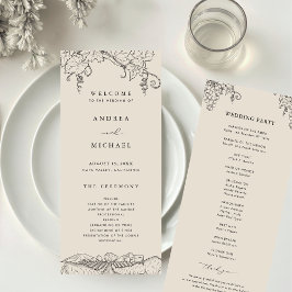 Rustic Napa Valley Winery Vineyard Wedding Programmakaart
