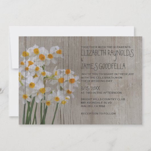 Rustic Narcissus Wedding Invitations Kaart (Voorkant)