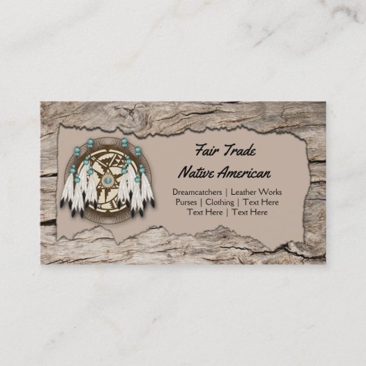 Rustic Native American Dreamweaver Wood Cutout Visitekaartje (Voorkant)