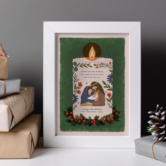 Rustic Nativity Candle Christelijk Christmas Poster
