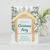 Rustic Nativity Farmhouse Holiday Invitation Kaart (Staand voorkant)