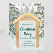 Rustic Nativity Farmhouse Holiday Invitation Kaart (Voorkant / Achterkant)