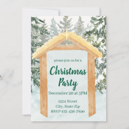 Rustic Nativity Farmhouse Holiday Invitation Kaart