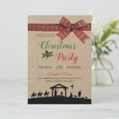 Rustic Nativity Religious Christmas Party Invitati Kaart (Staand voorkant)