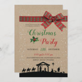 Rustic Nativity Religious Christmas Party Invitati Kaart (Voorkant / Achterkant)