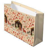 Rustic Nativity Scene Christmas Gift Bag Groot Cadeauzakje (Voorkant Gekanteld)