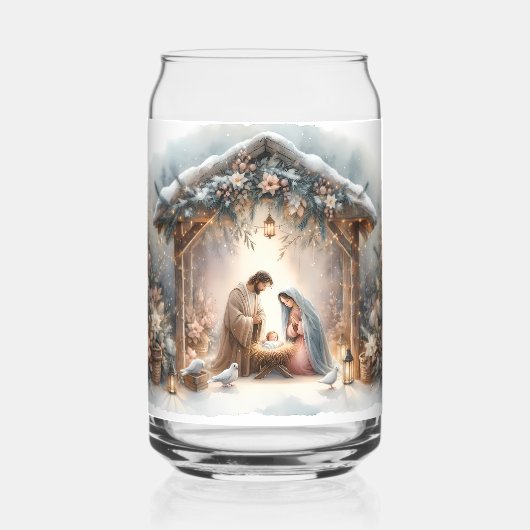Rustic Nativity Scene with Winter Florals Blikvorm Glas (Voorkant)