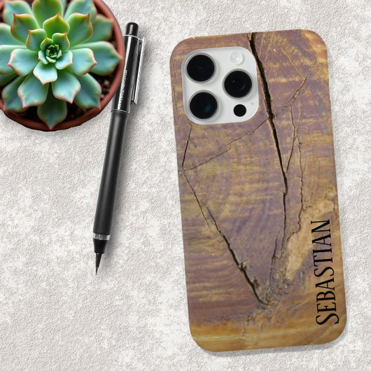 Rustic Natural Cedar Wood Knot Photo Custom Name Case-Mate iPhone Case