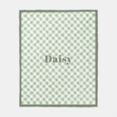 Rustic Natural Sage Gingham Pset Fleece Deken (Voorkant)
