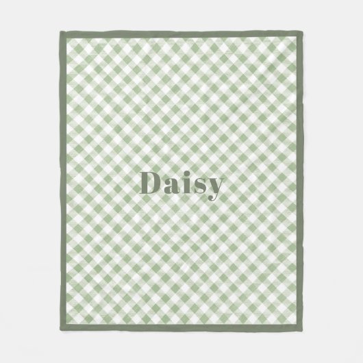 Rustic Natural Sage Gingham Pset Fleece Deken (Voorkant)