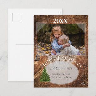 Rustic Naturalist Holiday Post Card HAMbyWG Feestdagenkaart
