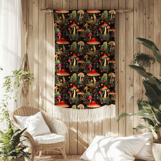 Rustic Nature Blanket Mushrooms & Woodland Vibes Fleece Deken