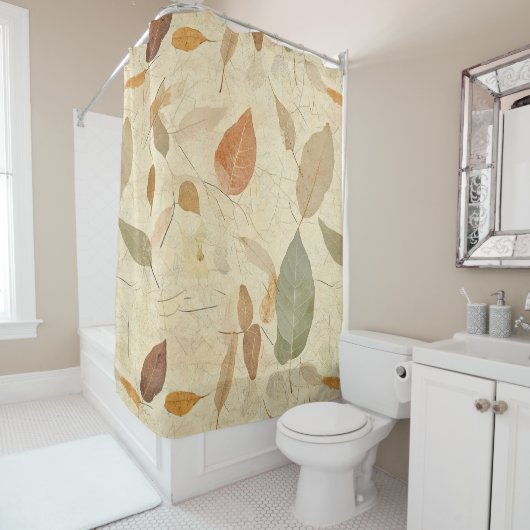 Rustic Nature-Inspired Leaf - Botanical Art (3) Douchegordijn (In situ)