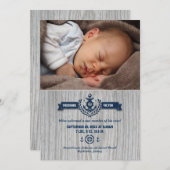 Rustic Nautical Baby Photo Birth Aankondiging (Voorkant / Achterkant)