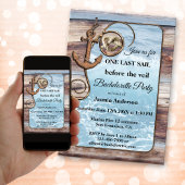 Rustic Nautical Bachelorette Sailing Invitation Kaart