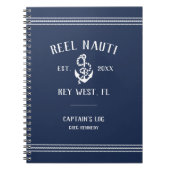Rustic Nautical Navy Boat Name Captain's Log Notitieboek (Voorkant)