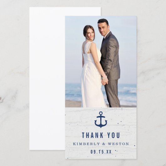 Rustic Nautical Wedding Hartelijk dank Bedankkaart (Voorkant / Achterkant)